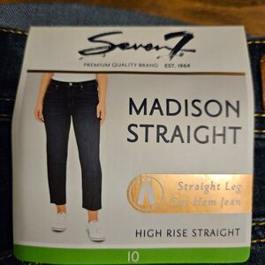 Seven7 Women's Size 10 Madison Straight Cut Hem Jean High Rise Straight New